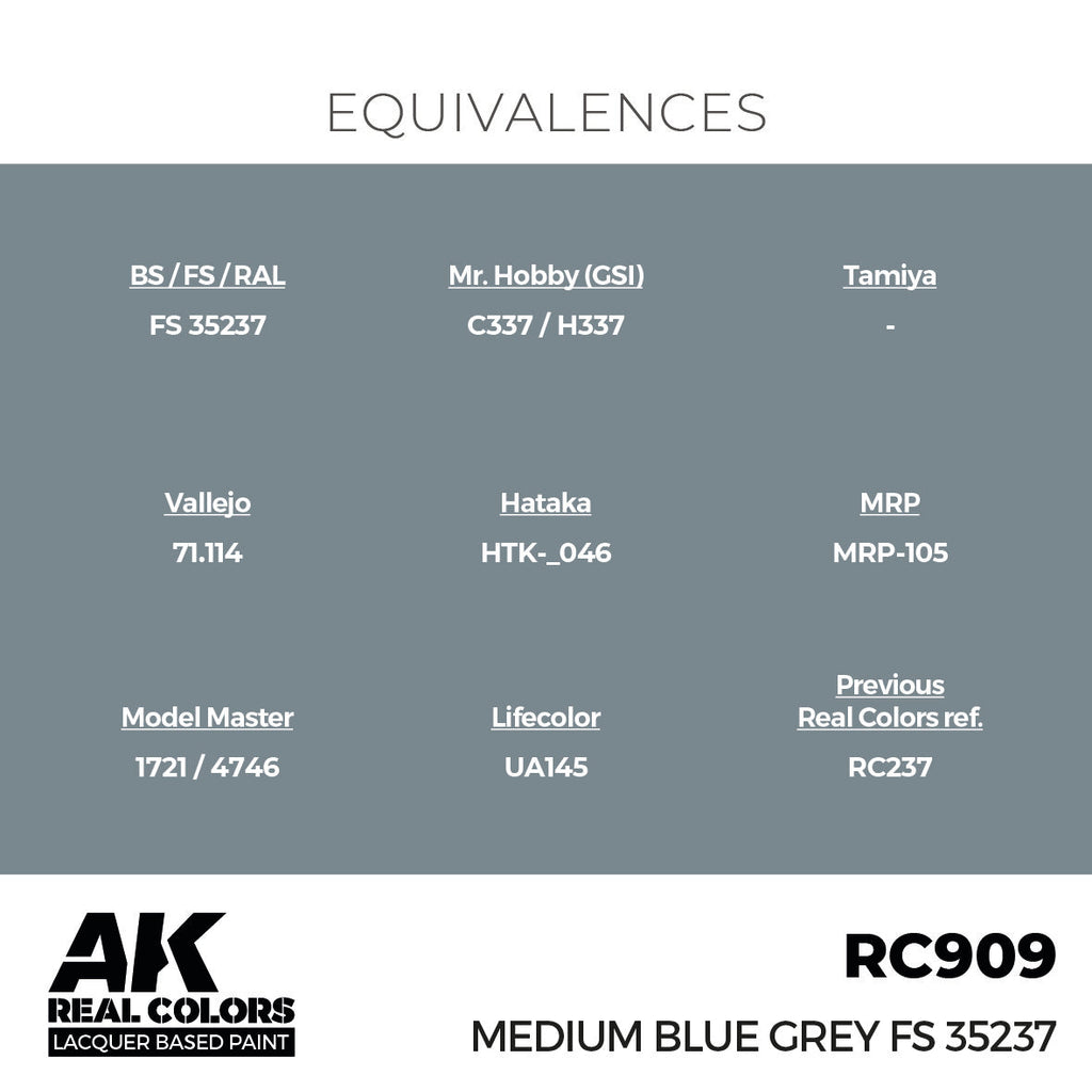 AK Interactive RC909 Real Colors Medium Blue Grey FS 35237 17ml