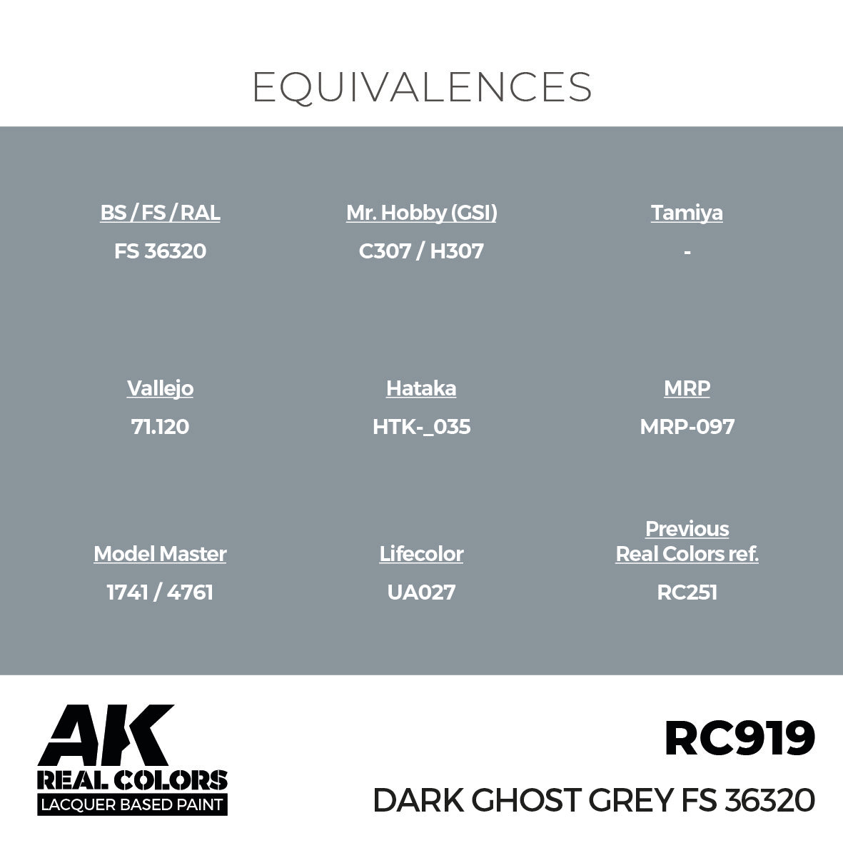AK Interactive RC919 Real Colors Dark Ghost Grey FS 36320 17ml