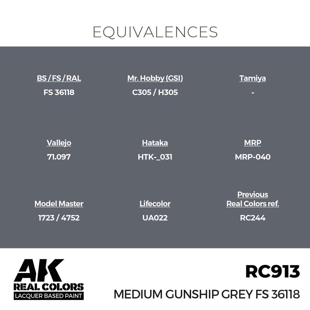 AK Interactive RC913 Real Colors Medium Gunship Grey FS 36118 17ml