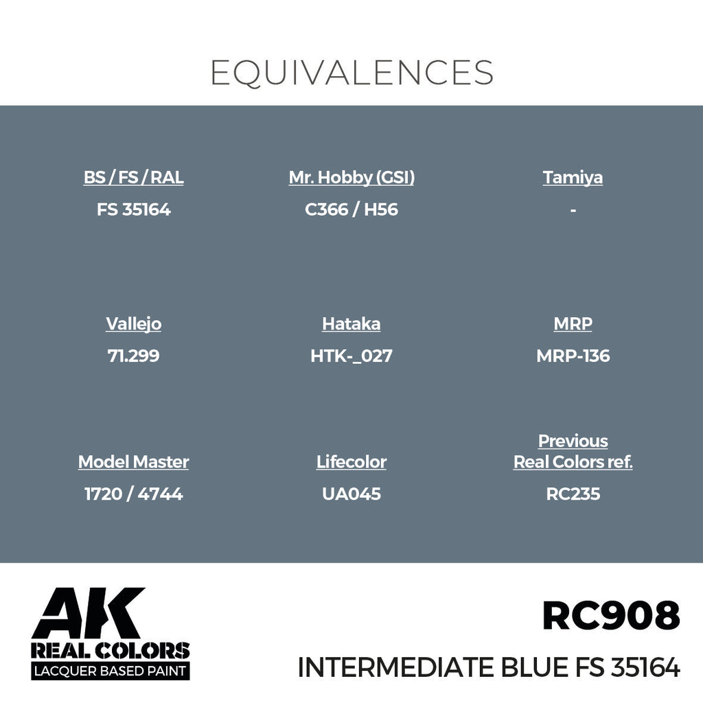AK Interactive RC908 Real Colors Intermediate Blue FS 35164  17ml