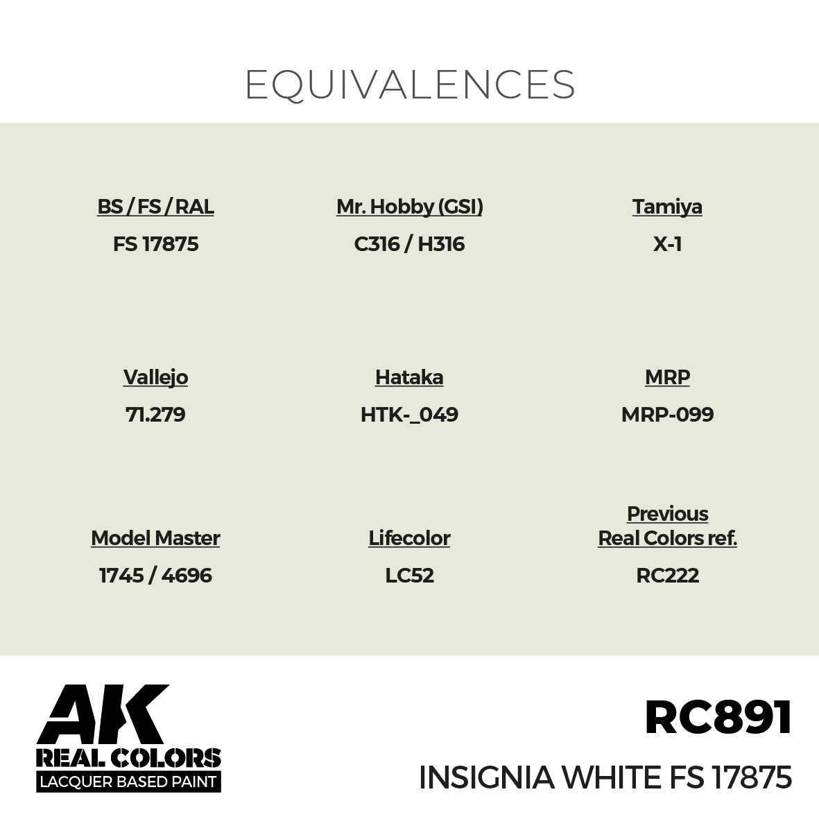 AK Interactive RC891 Real Colors Insignia White FS 17875 17ml
