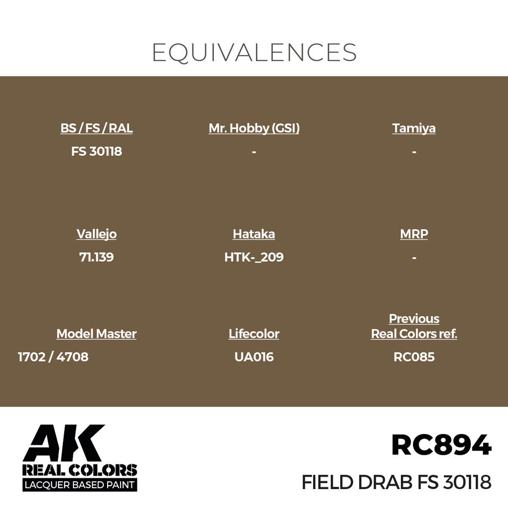 AK Interactive RC894 Real Colors Field Drab FS 30118 17ml
