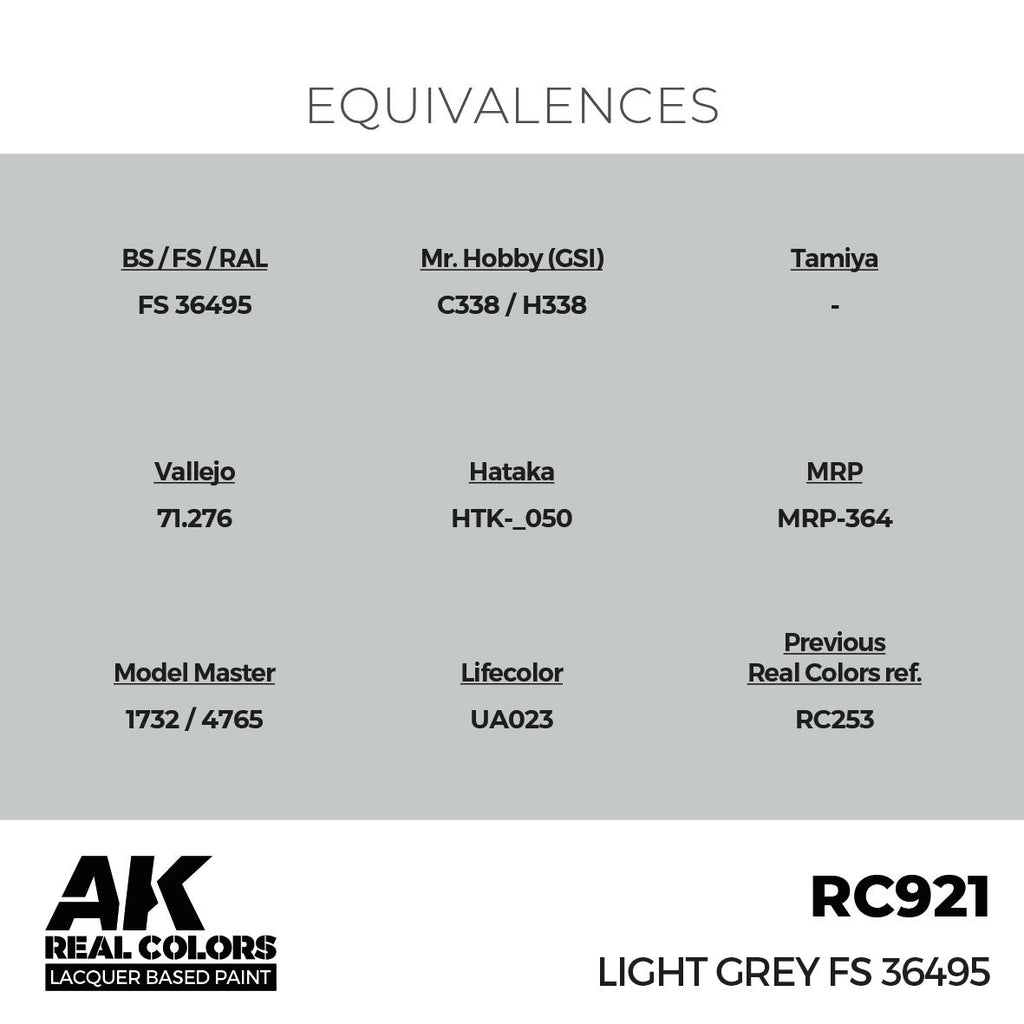AK Interactive RC921 Real Colors Light Grey FS 36495 17ml