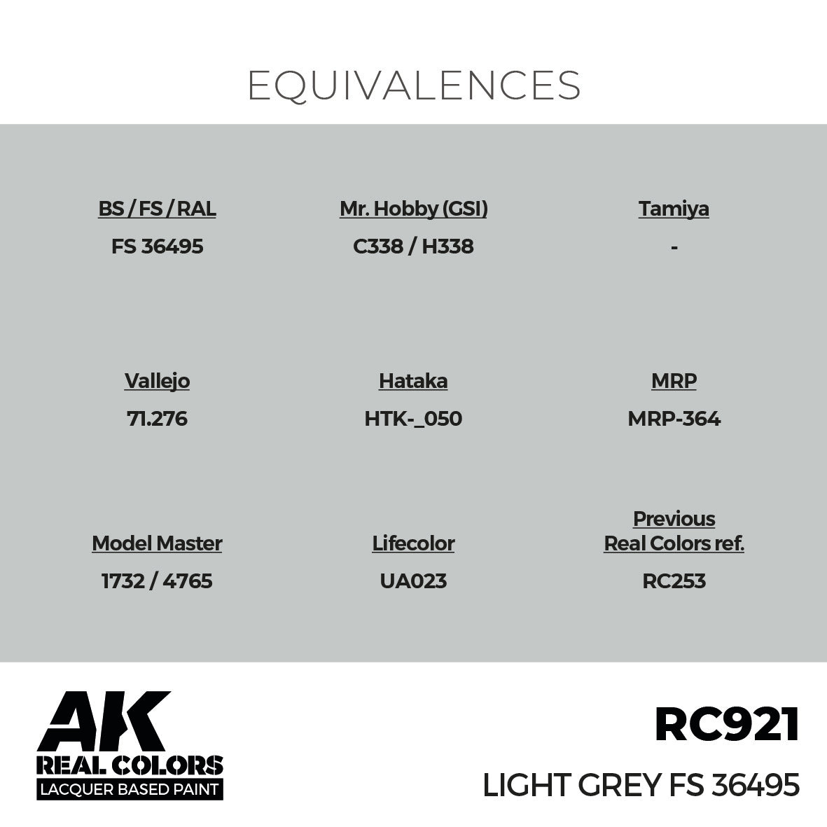 AK Interactive RC921 Real Colors Light Grey FS 36495 17ml