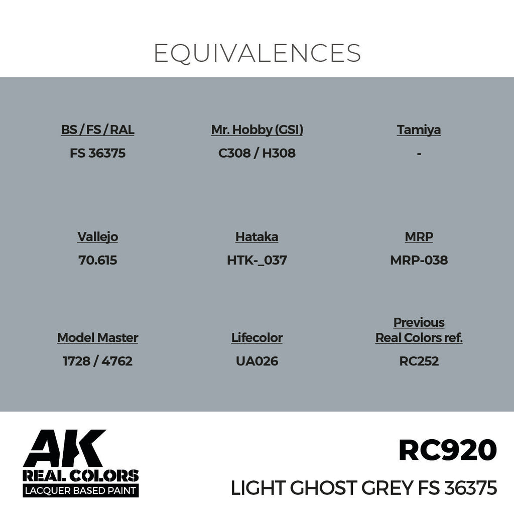 AK Interactive RC920 Real Colors Light Ghost Grey FS 36375 17ml