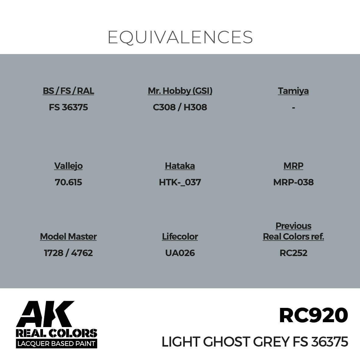 AK Interactive RC920 Real Colors Light Ghost Grey FS 36375 17ml