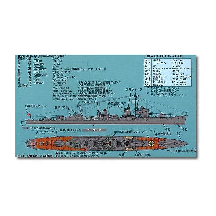 PitRoad 1/700 Japanese Destroyer Kasumi 1945 W89